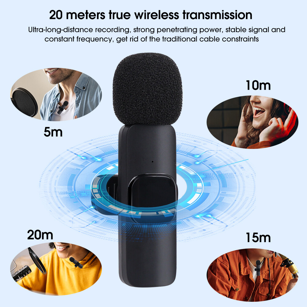 3.5Mm Ban Đầu Không Dây Micro dây chuyền Bluetooth 5.0 micrô ghi âm Cho Máy Ảnh Loa Điện Thoại thông minh Phát Sóng Trực Tiếp Ve Áo Microphone