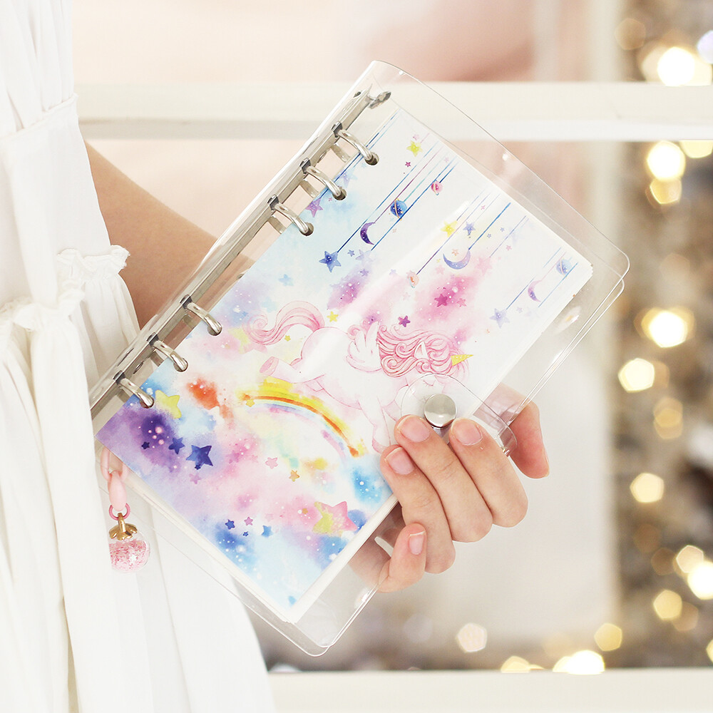 A5 A6 6-Ring Loose Leaf Binder Journal with 80 Insert Pages(Square Grid/Blank) ,refillable diary notebook