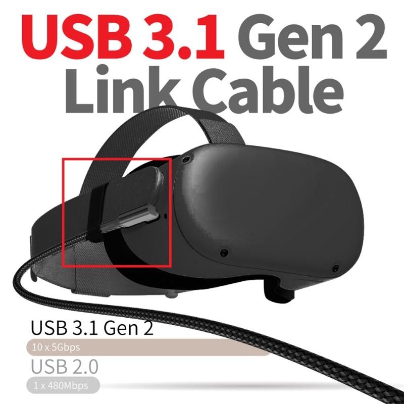 Dành Cho Oculus Quest 2 Cáp Dữ Liệu VR Hơi Nước Type-C Link Cáp Liên Kết Chuyển 5M/16ft, Sạc Nhanh