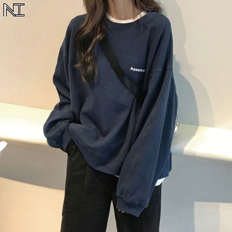 NI Korean version of the letters loose and thin long-sleeved sweater female student thin coat