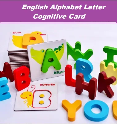 Wooden Alphabet Letter Cards / ABC Wooden Card - Montessori Toys Children Learning Educational Toys