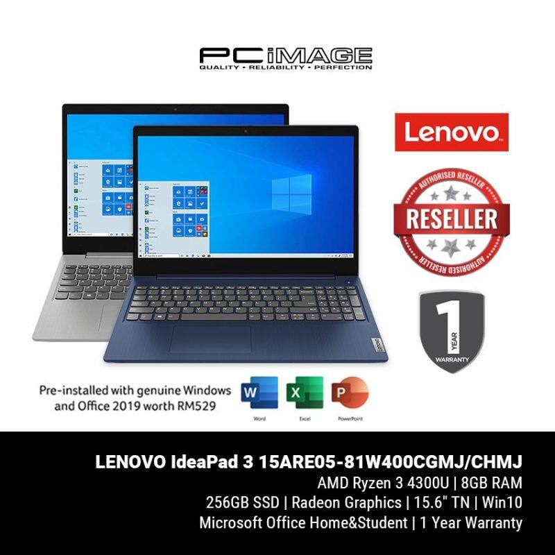 LENOVO IdeaPad 3 15ARE05-81W400CGMJ / 81W400CHMJ 15.6 Laptop - Platinum/Blue (Ryzen3-4300U, 8GB, 256GB, Radeon, Win10, OfficeH&S) Malaysia