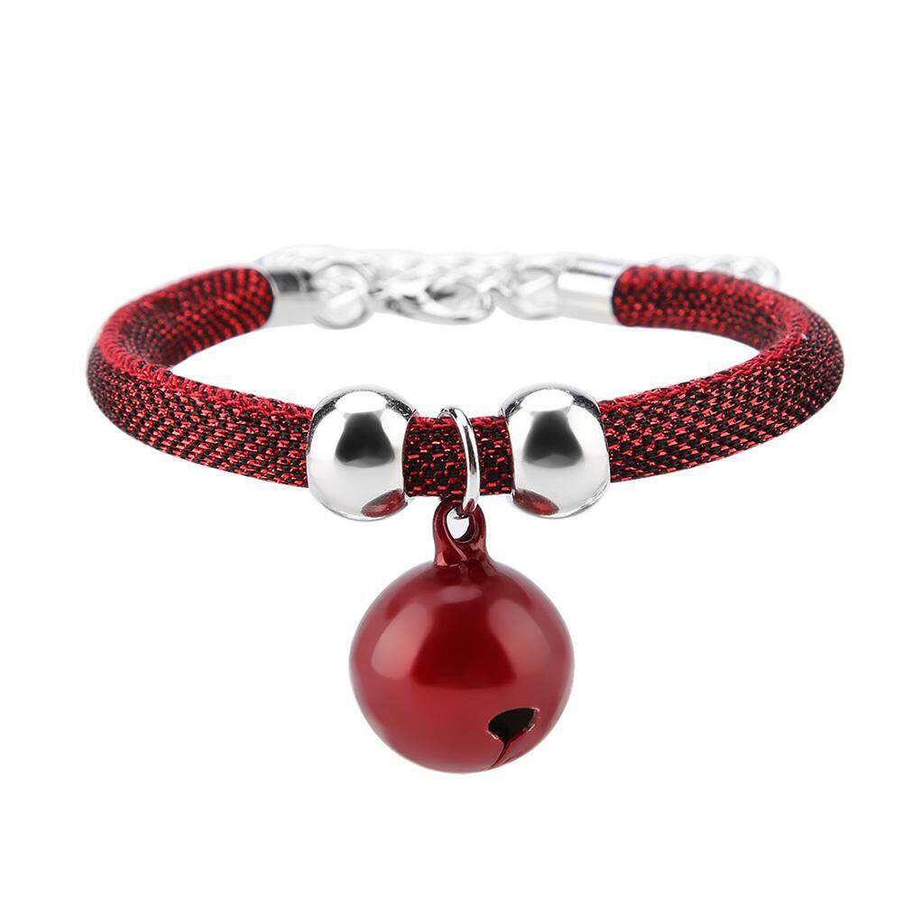 HATELI Japanese Style Pets Cat Collar Necklace Nylon Kitten Cat Bell Collar Adjustable Extension Chain
