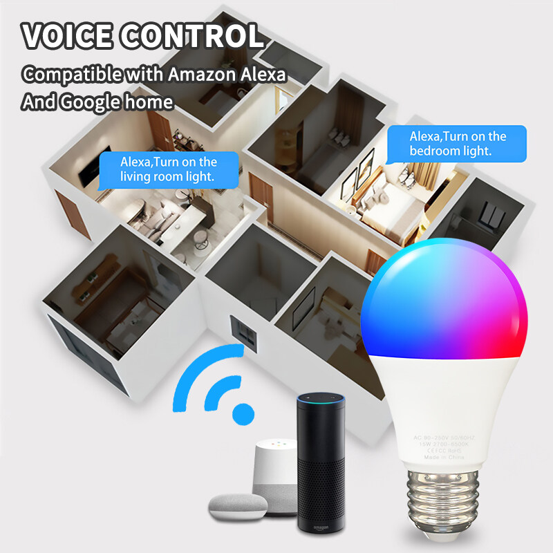 Kedia TUYA Bóng Đèn LED E27 RGBCW WiFi Thông Minh 9/15Watts Bóng Đèn Alexa Bóng Đèn Ma Thuật Điều Chỉnh Độ Sáng Yandex Alice 100-240V Gia Đình Điều Khiển Bằng Giọng Nói