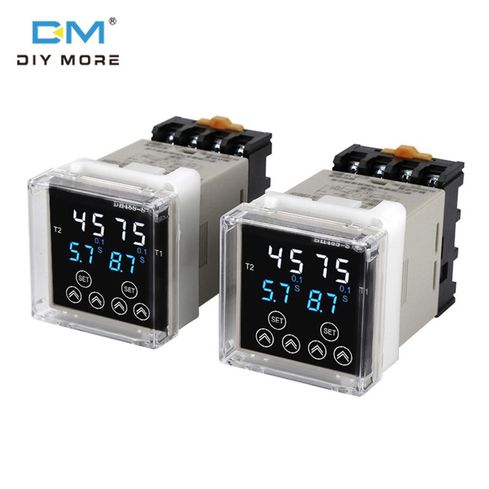 Diymore DH48S-S 0.1S-99h 8 pin có thể điều chỉnh độ trễ thời gian Rơle hẹn giờ và PF083A-E Relay cơ sở 12V 24VDC 220VAC