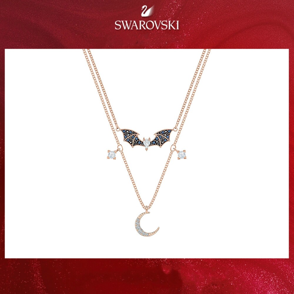 Swarovski PROSPERITY Mysterious Bat Elegant Star Moon Female Necklace Jewelry Girlfriend Holiday Gift