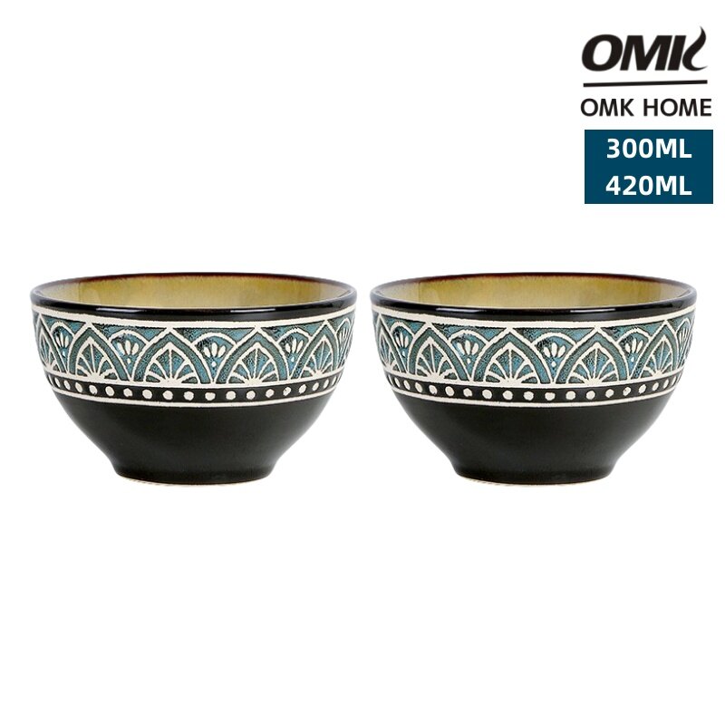 Omk phong cách Mỹ Đồ đá Bát Bộ đồ ăn bằng gốm loạt Ma-rốc