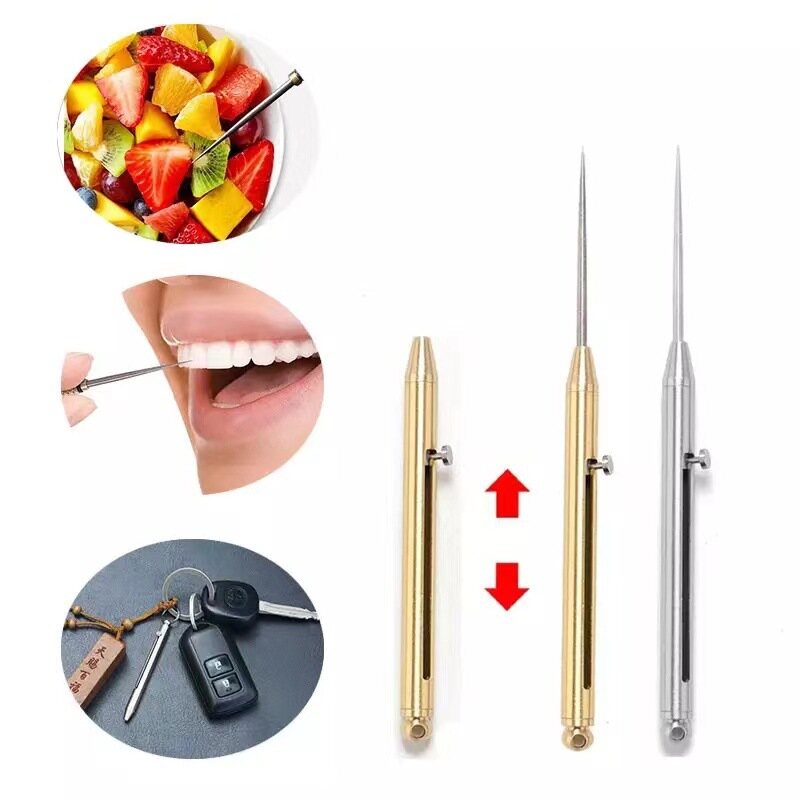 Titanium Alloy Fruit Pick Tooth Pick Gift Retractable Toothpick Portable High Strength