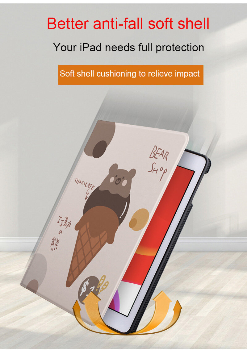 Vỏ Bảo Vệ iPad ZOYU, Vỏ Bảo Vệ Mẫu Dễ Thương Hoạt Hình, Thích Hợp Cho: iPad 9,7 Inch iPad 2017-2018, TPU/Chất Liệu Silicon, Chống Rơi Và Chống Bụi, Đánh Thức Thông Minh, Tản Nhiệt Tổ Ong, tản Nhiệt Hiệu Quả, Có Thể Hỗ Trợ Khung.