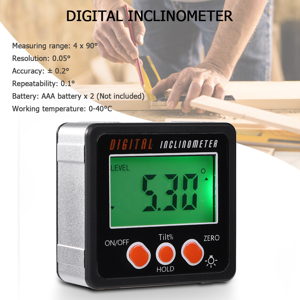 New Mini Digital Protractor Inclinometer Electronic Level Box Angle Gauge Meter Aluminum Alloy Magnetic Base Measuring Tools