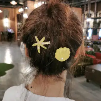 Korean Girl Pearl Hair Clip Shell Starfish Hairpin Cute Side Clip