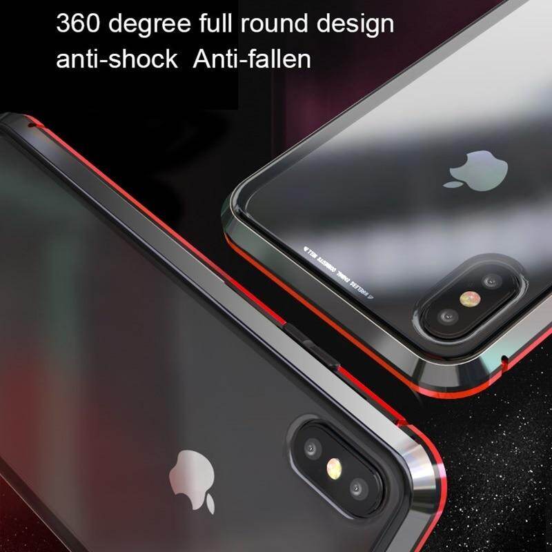 Đối với Apple iPhone 7 Plus / iPhone 8 Plus Vỏ từ tính 360 Mặt trước + Mặt sau Vỏ kính cường lực 9H hai mặt cho Apple iPhone 7 Plus / iPhone 8 Plus Ốp lưng kim loại