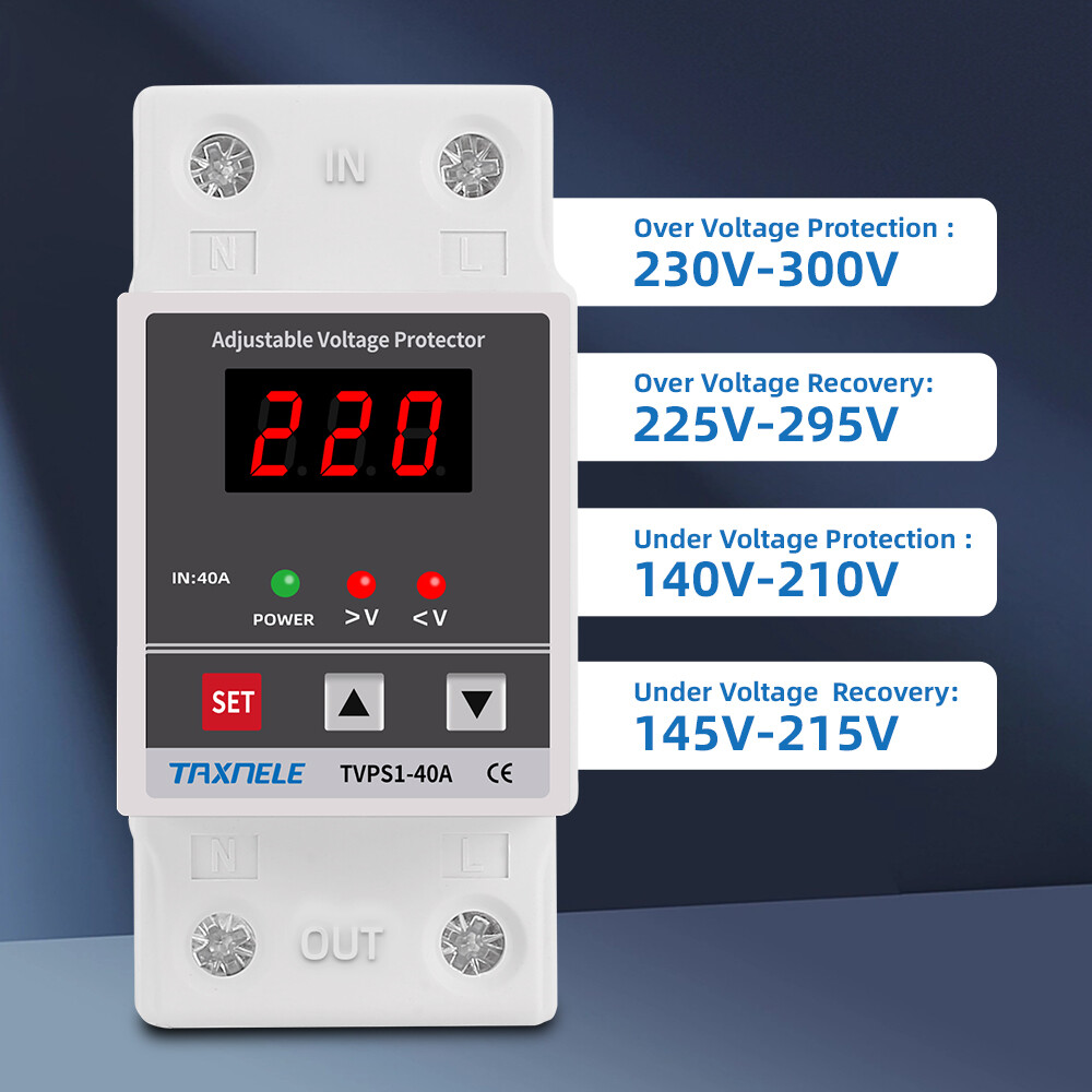 Digital Voltage Protector 40A 60A din rail Adjustable Protection Over Under Automatic High Low Voltage Protect relay protective