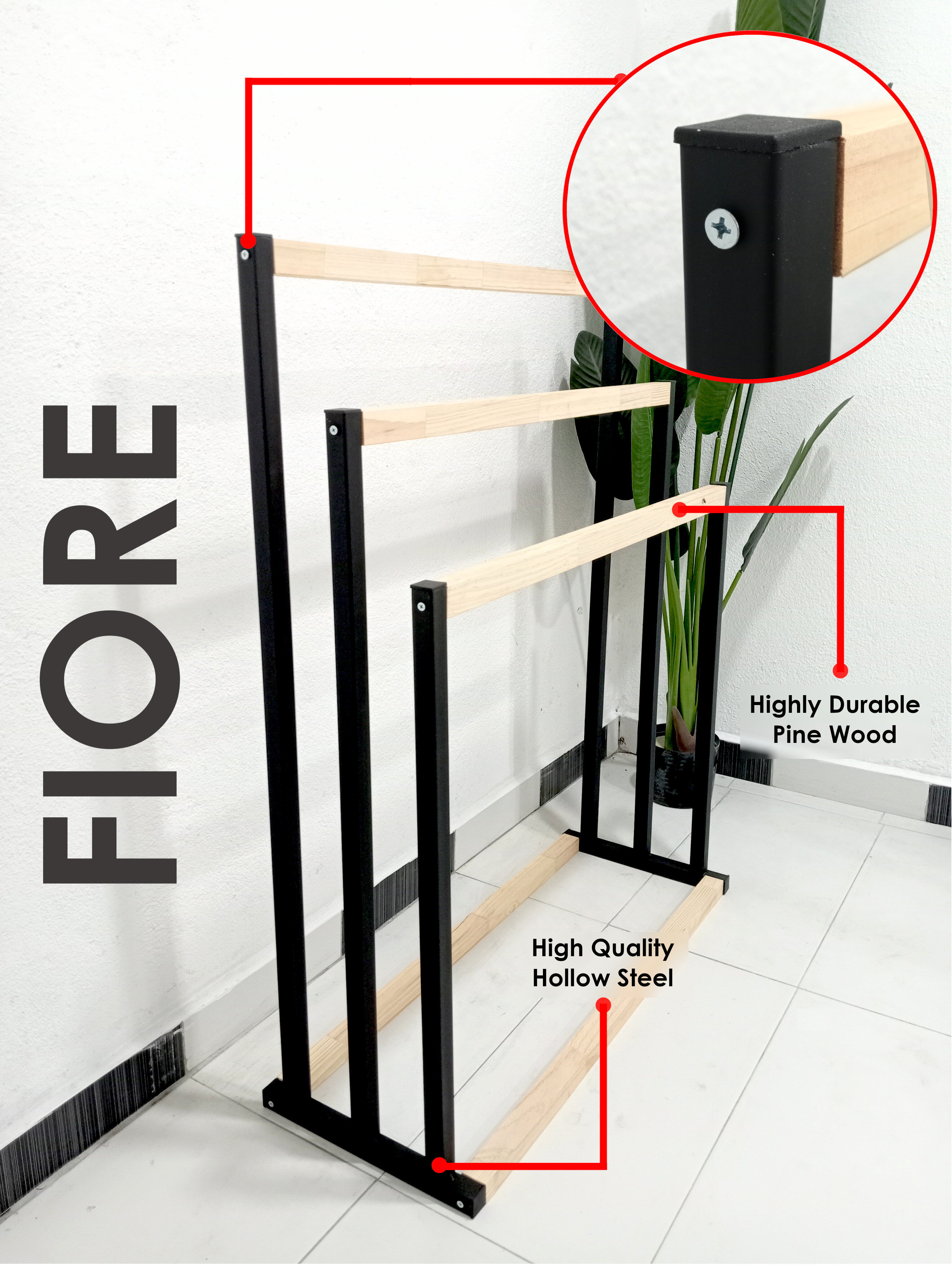 STANDING TOWEL RACK Standing Hanger complete collection, wood, metal