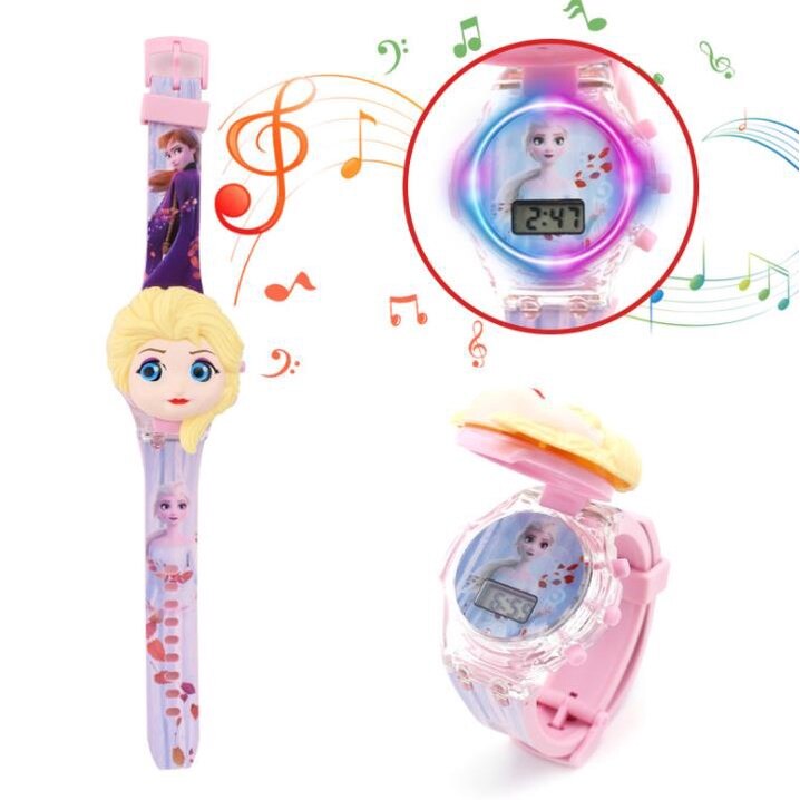 Kingstar123 Children's Flip Music Electronic Watch Cartoon Princess Frozen Cute for Kids Boys Gift
