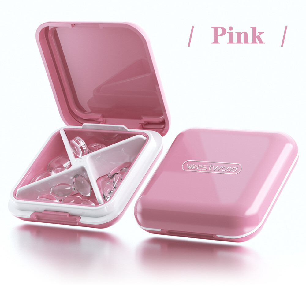 HKStorage 4 Grid Waterproof Medicine Pill Box For Storage Travel Pill Case Vitamins Container Plastic Box Capsules Organizer For Tablets