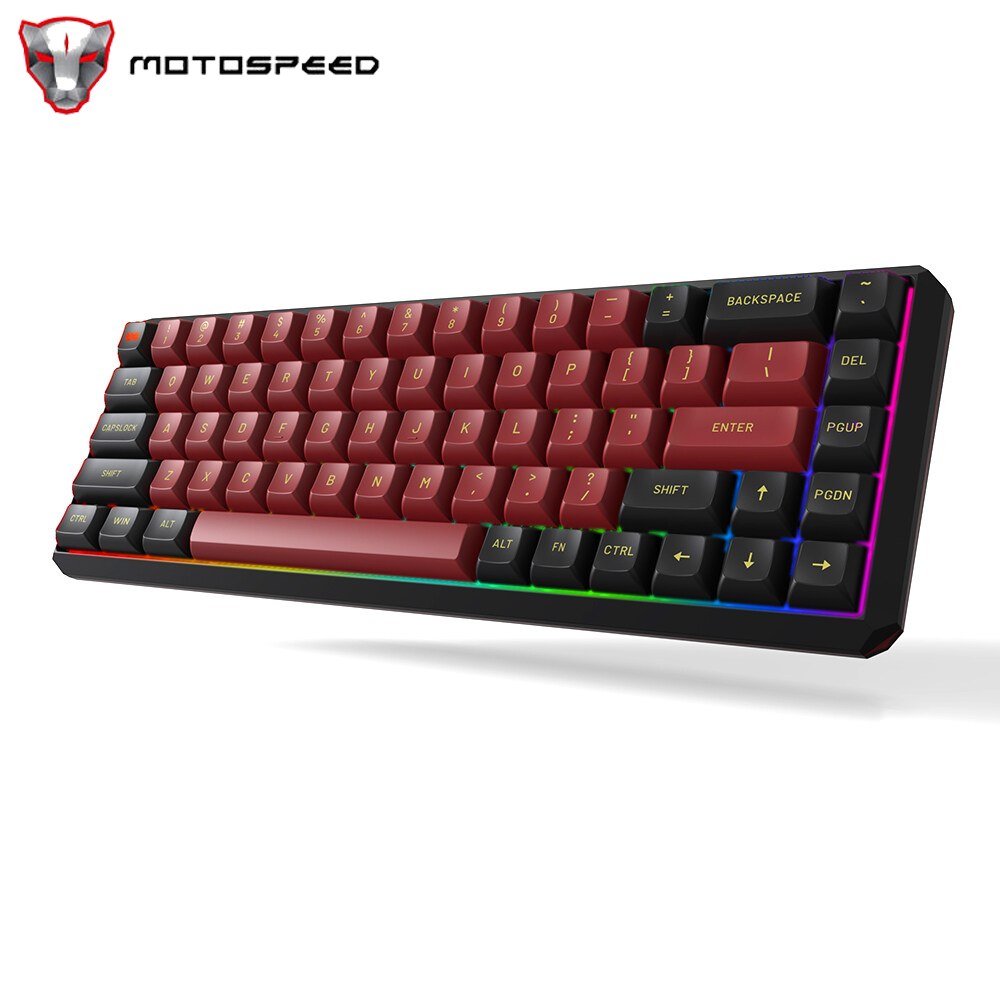 KKmoon Darmoshark K5 Wired+2.4G Wireless Dual-mode Mechanical Keyboard 68 Keys RGB Keyboard with Gateron GPro Brown Switches Red+Black