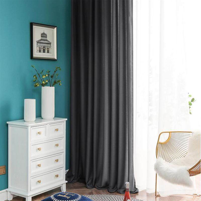 Rèm Cửa Sổ Màu Trơn Đơn Giản Hiện Đại Màn Cửa Sổ Phòng Khách Tươi Mới