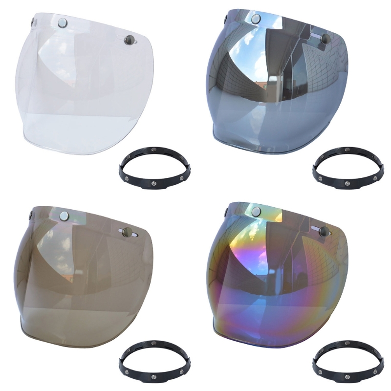 Randy Motorcycle Accessories Motorcycles Helmet Visor Lens Windshield Replacement for 3-snap Vintage Helmet Bubble Visor Lens