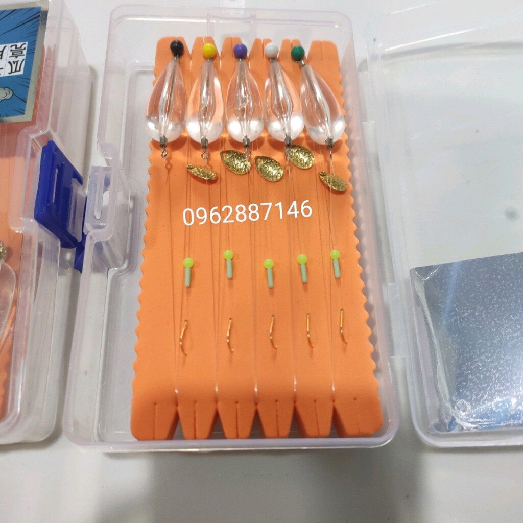 Bộ 5 mồi thìa lure hạt gạo hộ trợ ném xa