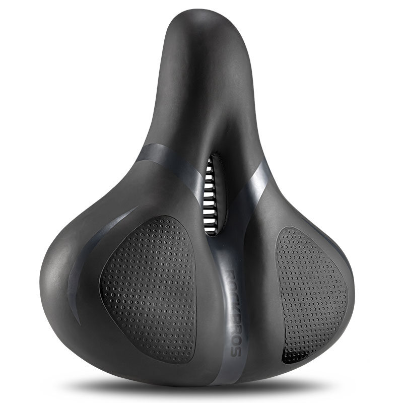 ROCKBROS Bike Saddle Bright Reflective PU Shockproof Bicycle Saddle Comfortable Non-Slip Leather Cushion Soft Cycling