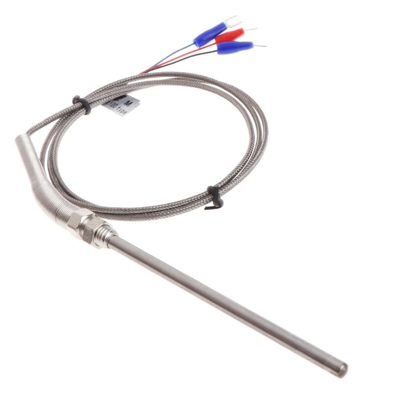 Ren cảm biến nhiệt độ rtd pt100 đầu dò cặp nhiệt điện 1m cáp m8, 3 dây 100mm