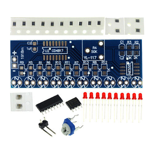 Bộ Dụng Cụ Điện Tử Thông Minh Mô-đun Đèn LED Dòng Nước Nhẹ NE555 + CD4017 Bộ Dụng Cụ Tự Làm Học Các Nguyên Tắc Điện Tử, Phòng Thí Nghiệm Của Trẻ Em