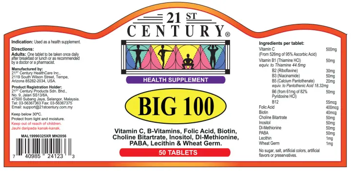 Big 100 B Complex Vitamin C 500mg 50 Tablets Lazada