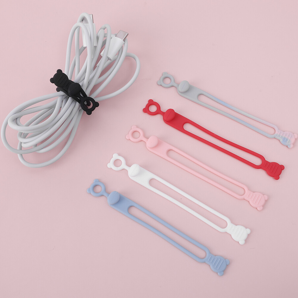 3Pcs Cable Ties Elastic Silicone Organizer Straps Reusable Headphone Cable Organizing Wire Winder