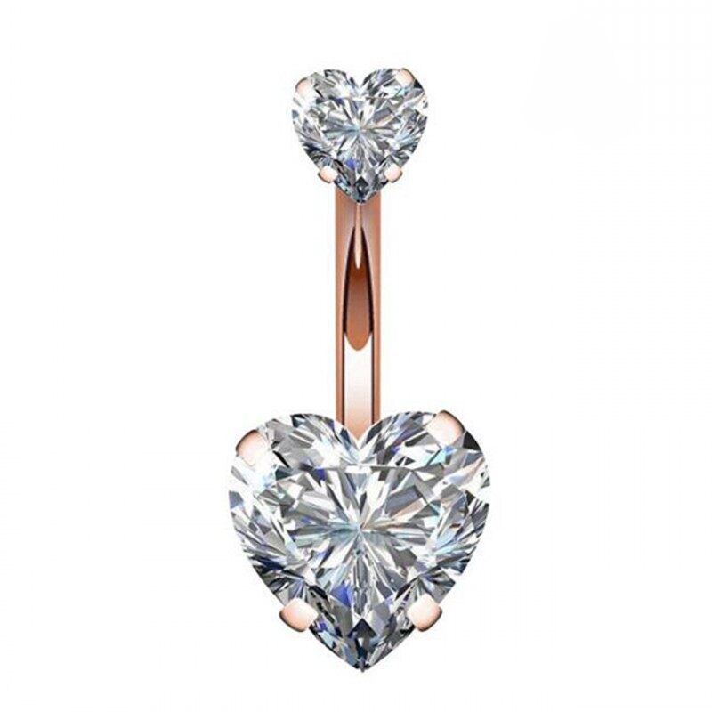 Belly Piercing Stainles Steel Belly Button Rings Crystal Piercing Navel Heart Style Piercing Sexy Body Jewelry
