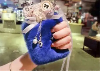 Lucu Mewah Berlian Pintasan Berenda Tali Kristal Casing Ponsel