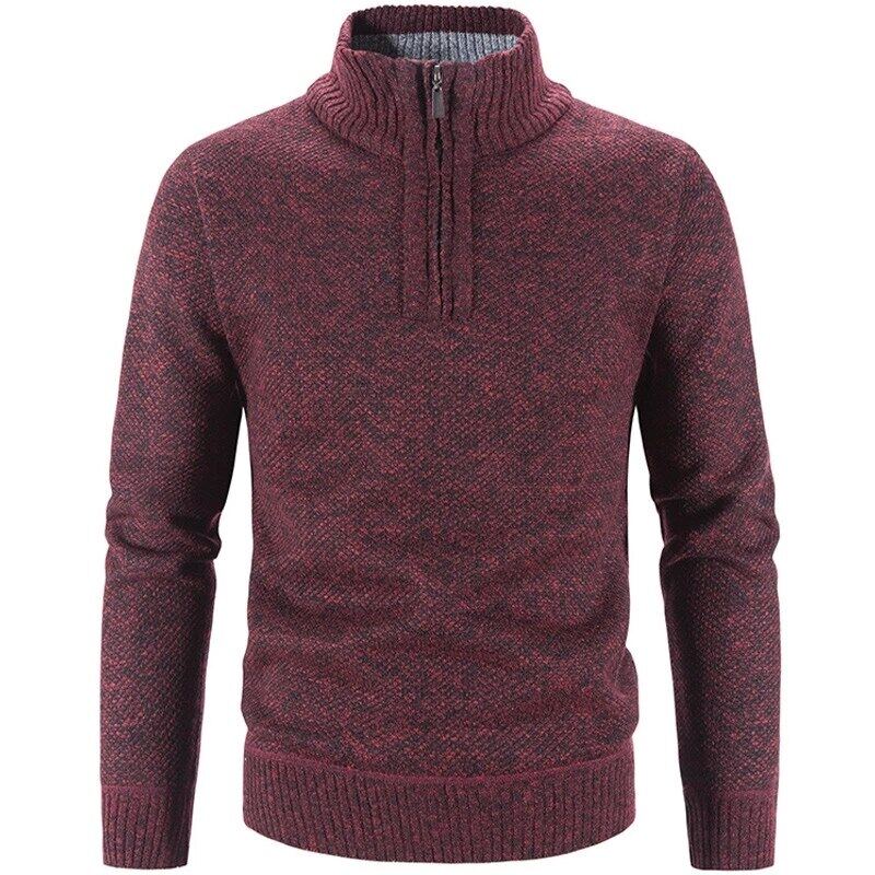 Winter Men's Fleece Thicker Sweater Half Zipper Turtleneck Warm Pullover Quality Male Slim Knitted Wool Sweaters For193_voghion.com