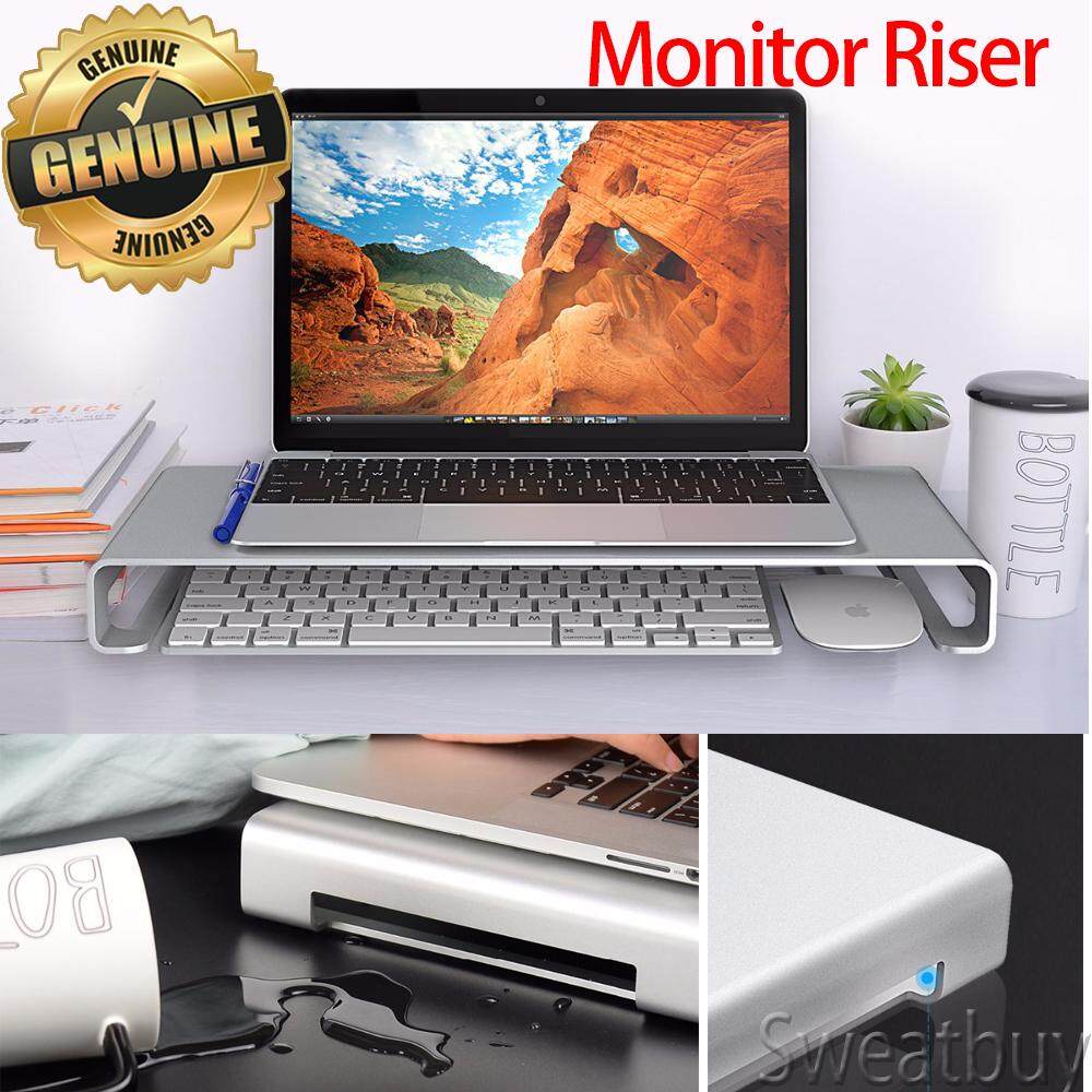 Free Microphone Monitor Riser Notebook Laptop Desk Stand Organizer Shelf Silver Aluminum Dock Holder Bracket For Apple Imac Tablet