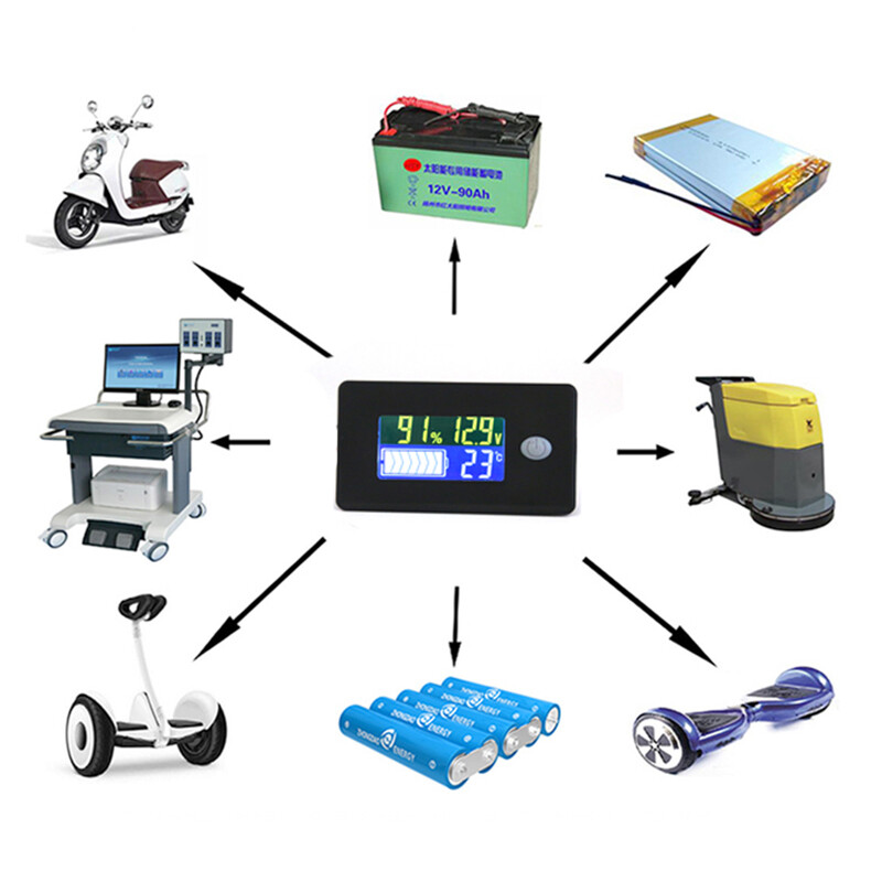 Manooby Battery Capacity Indicator Voltage Li-ion Lead acid Battery Tester LCD Temperature Voltmeter Gauge