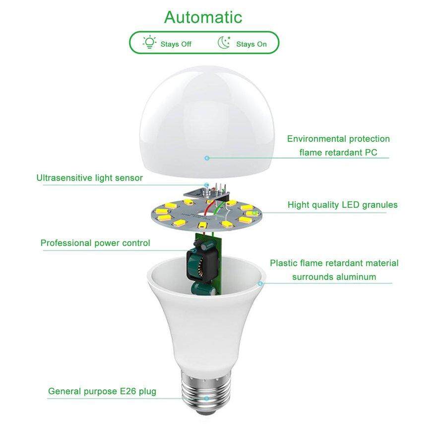 TỐT 9 W E26 Cảm Biến Ánh Sáng Thông Minh LED Tích Hợp Photosensor Phát Hiện