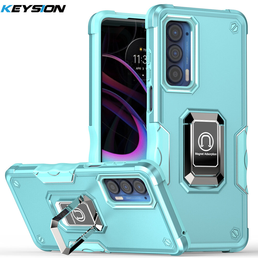 Keysion shockproof armor case for motorola edge 2021 edge x30 pro 20 lite ring stand phone back cover for motorola edge+ 2022