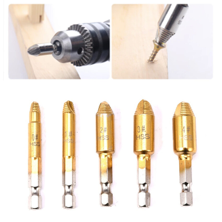 5 Cái/bộ Mũi Khoan Tháo Vít Hư Hỏng Dụng Cụ Tháo Vít Bu Lông Gãy Bộ Mũi Khoan Vít Lục Giác Gãy Dễ Dàng Và Nhanh Chóng