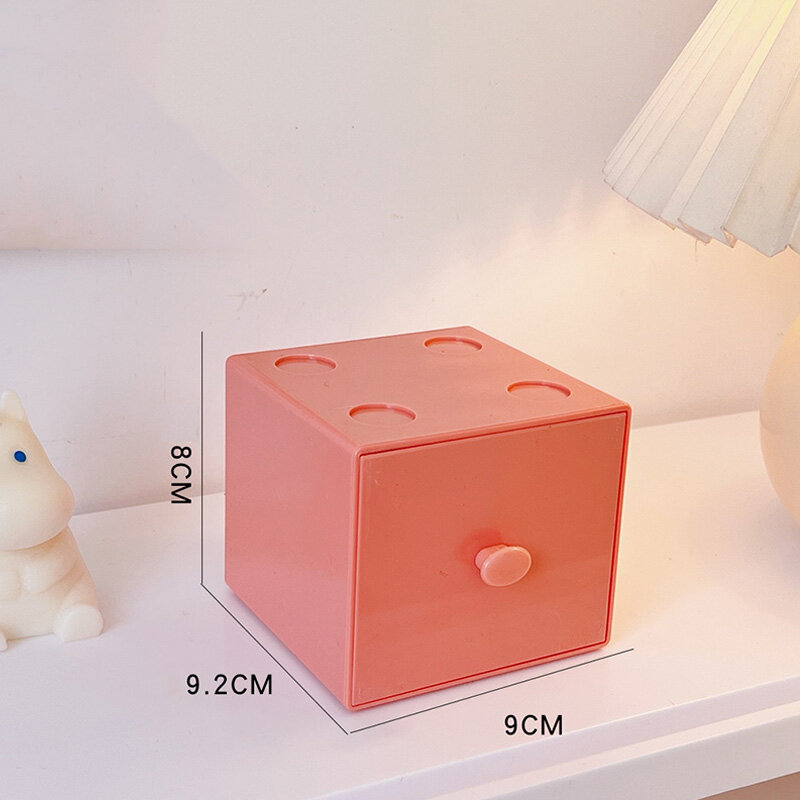 ZUOGUAN Hộp Đựng Hình Vuông Macaron Màu Kẹo Để Bàn Hộp Đựng Khối Xây Dựng Kết Hợp Miễn Phí Hộp Đựng Trang Sức Mỹ Phẩm