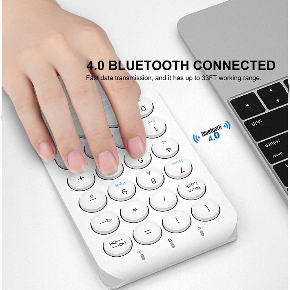Bluetooth Wireless Number Pad 22 Keys Wireless Financial Accounting Numeric Keypad External Numpad Numbers Keyboard for Laptop