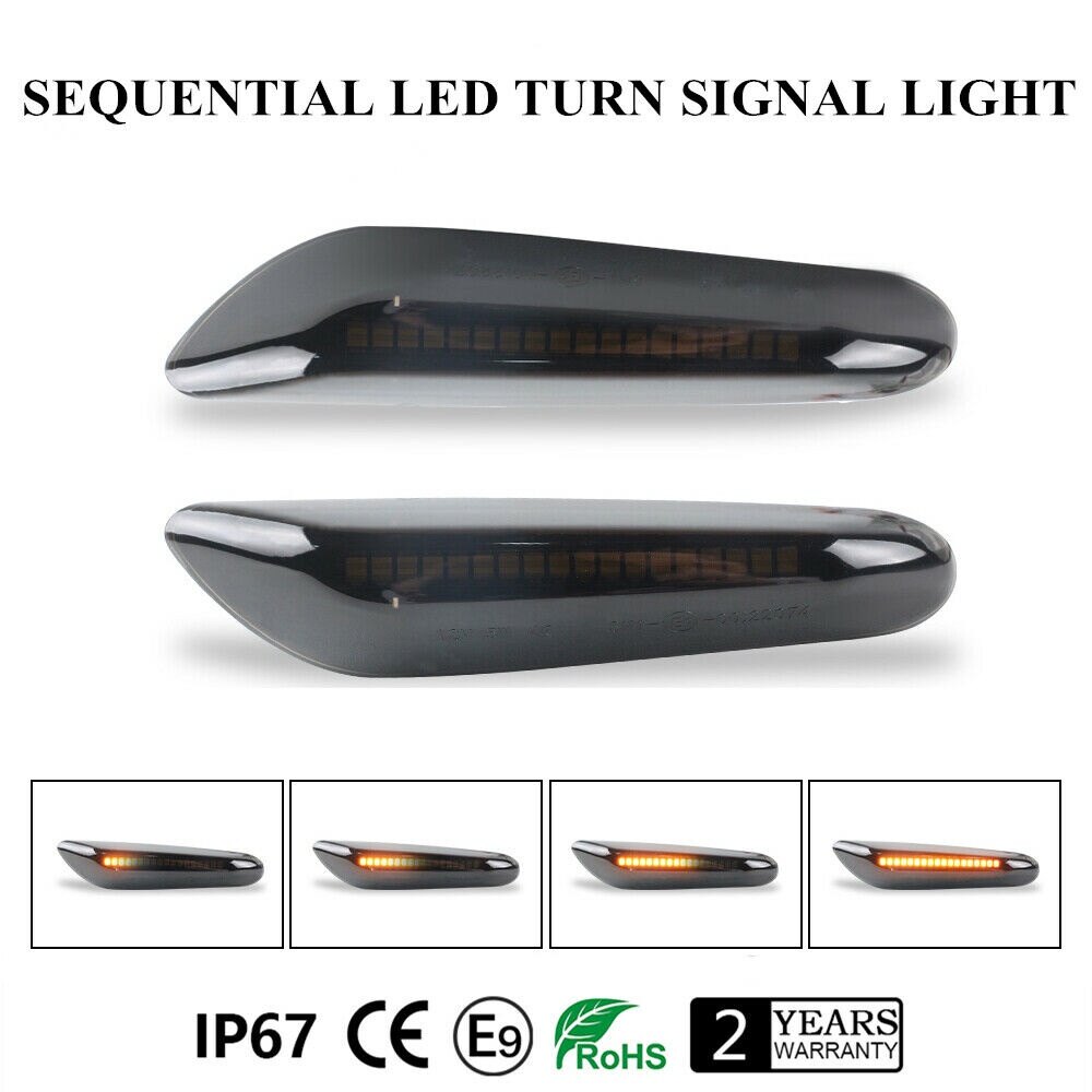 ZR Cho 2 Chiếc Đèn LED Bên Hông Xe Hơi BMW Đèn LED Đánh Dấu Bên Động Khói Cho BMW E90 E60 E82 E46 E88 E92 E91 E93