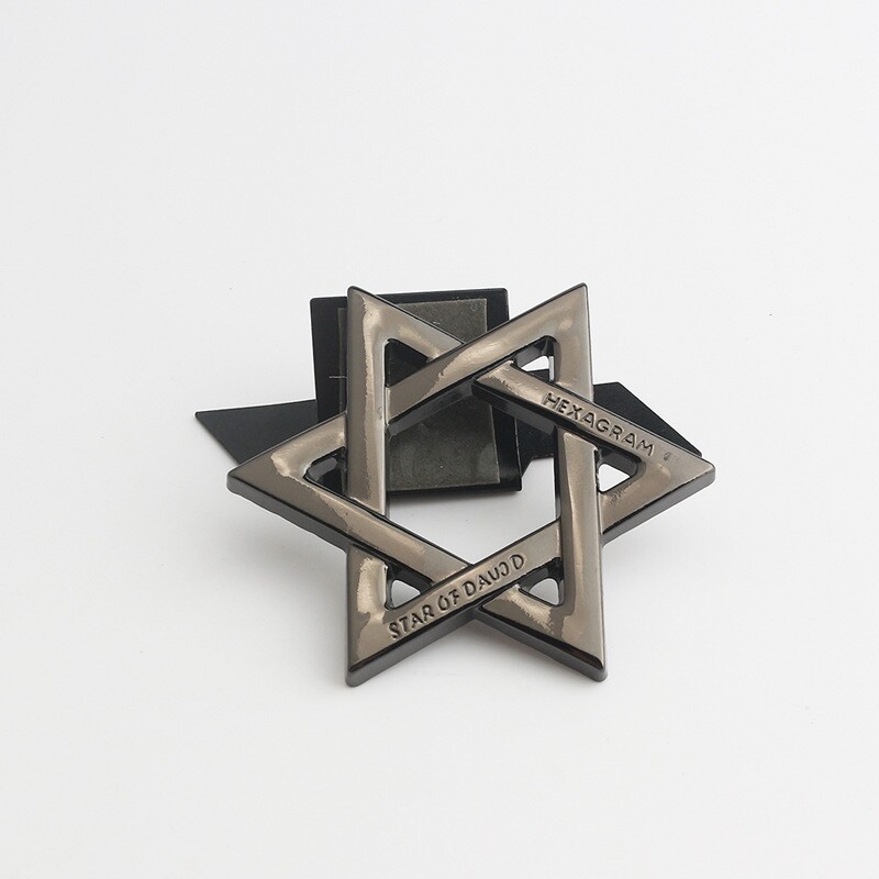 6X7cm Star of David logo 3D Metal Hexagram emblem Motorcycle Sticker Car decoration Rear trunk badge Side sign Motor tuning
