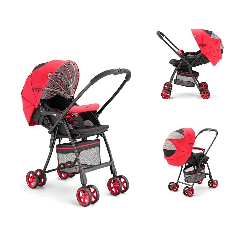 Aprica Flyle 2 Way Stroller Ruby Red Polka Black Lazada