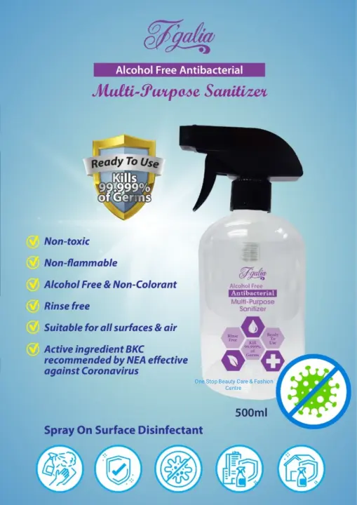 F Galia 500ml Alcohol Free Antibacterial Multi Purpose Sanitizer Spray Lazada