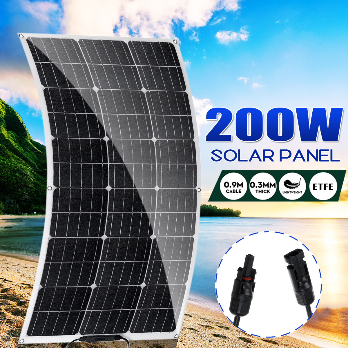 【100x515cm】200w Etfe 18v Solar Panel Flexible Solar Panel Output Monocrystalline Silicon 1360