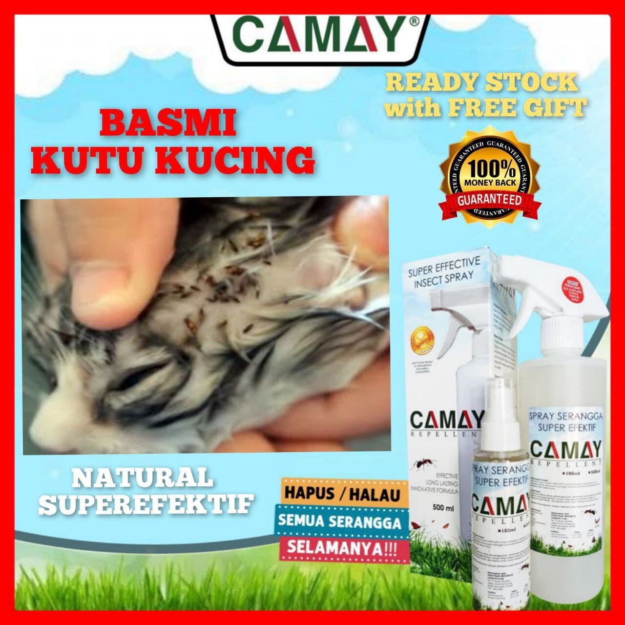 Spray Kutu Kucing Cat Flea Lice Spray Camay Repellent 200ml Lazada