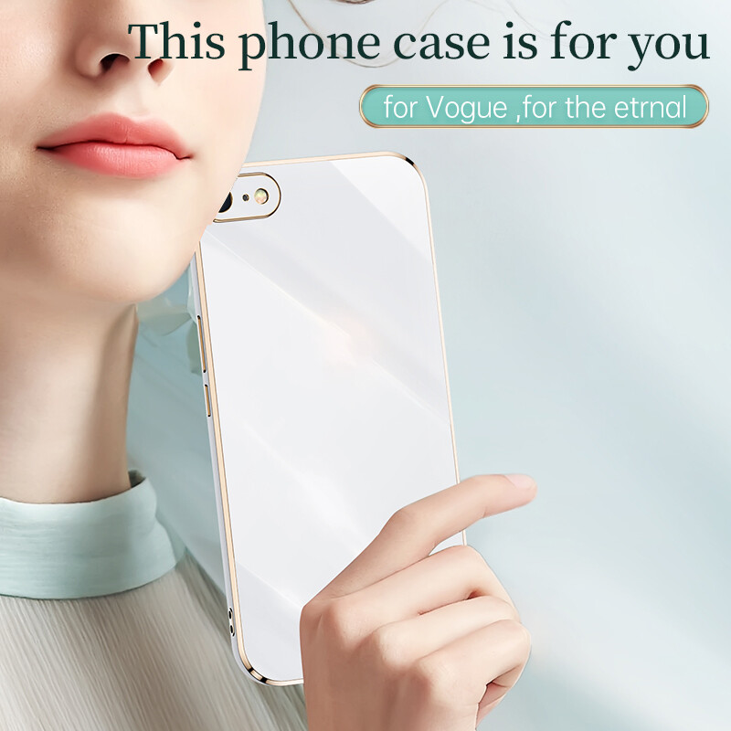 LANLIN For iPhone 6 6s iPhone 6 Plus 6s Plus Phone Case 6D Plating Soft Casing Silicone Square Frame Shiny Bling Back Cover For iPhone 6 Plus/iPhone 6 Case