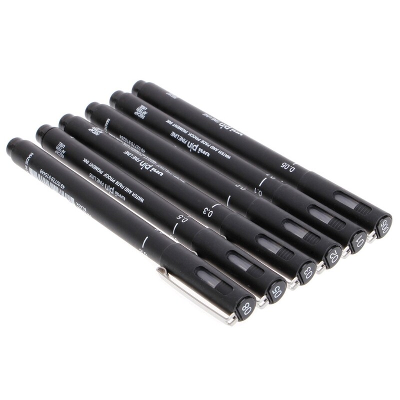 6pcs drawing pen ultra fine line 005 01 02 03 05 08 needle point painting pens