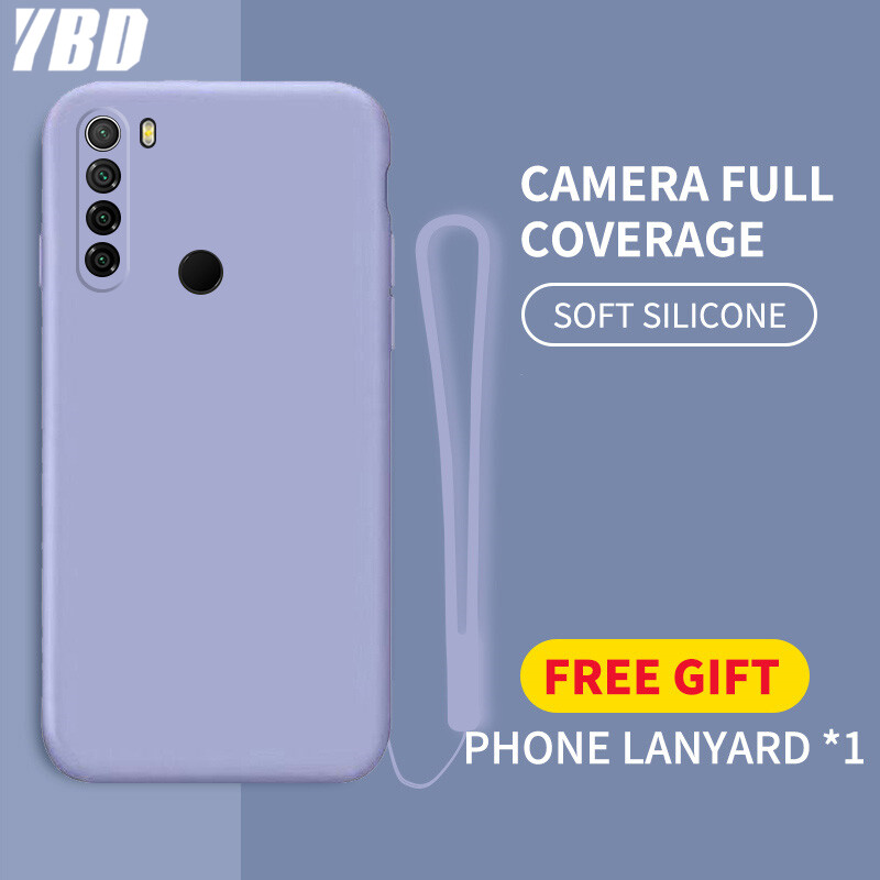 YBD case For Xiaomi redmi note 8 / NOTE 8 pro Accurate camera hole protection Casing ,Thin Soft Liquid Silicone Cover Candy Color Cases with free phone Lanyard