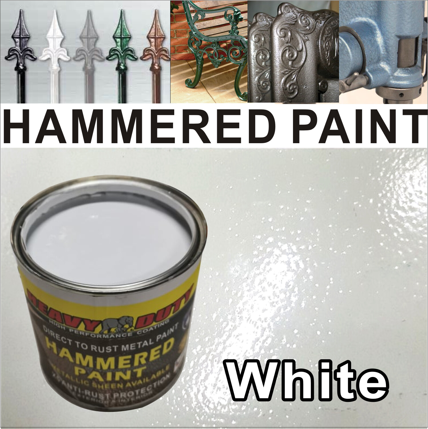 WHITE ( little grey) 5L ( 5LITER ) HAMMERED PAINT ( METALLIC PAINT