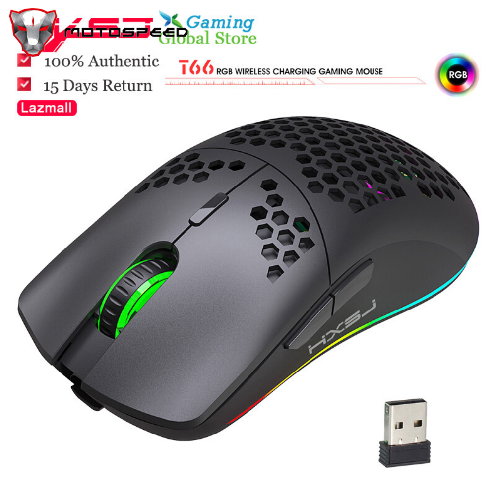 HXSJ T66 RGB 2.4G Wireless Gaming Mouse RGB Lighting Charging Mouse with Adjustable DPI Ergonomic Design for Desktop Laptop